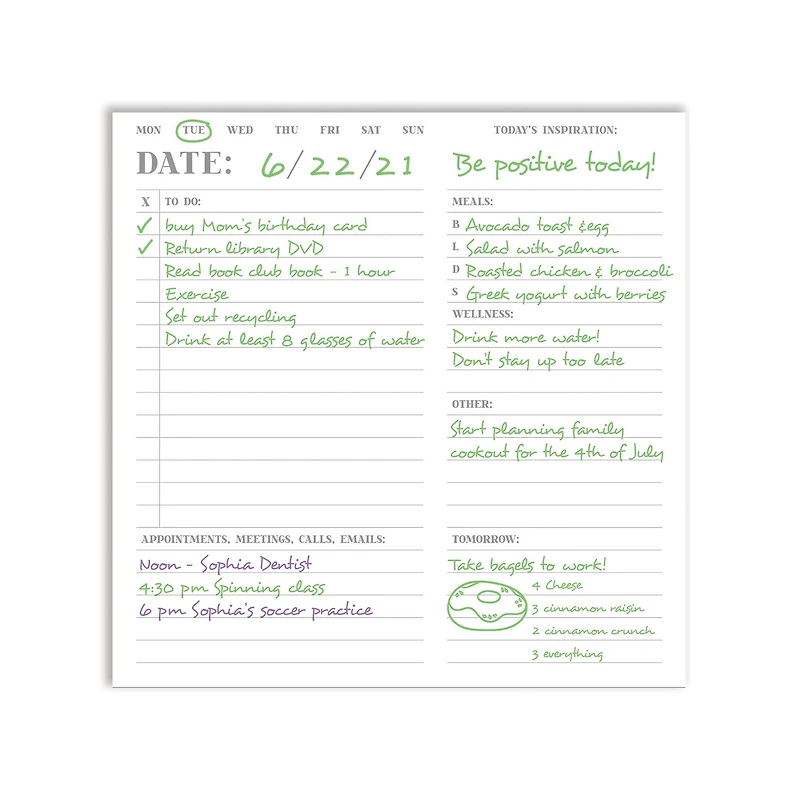 TF Publishing Undated Basic Daily Planning Desktop Note Block