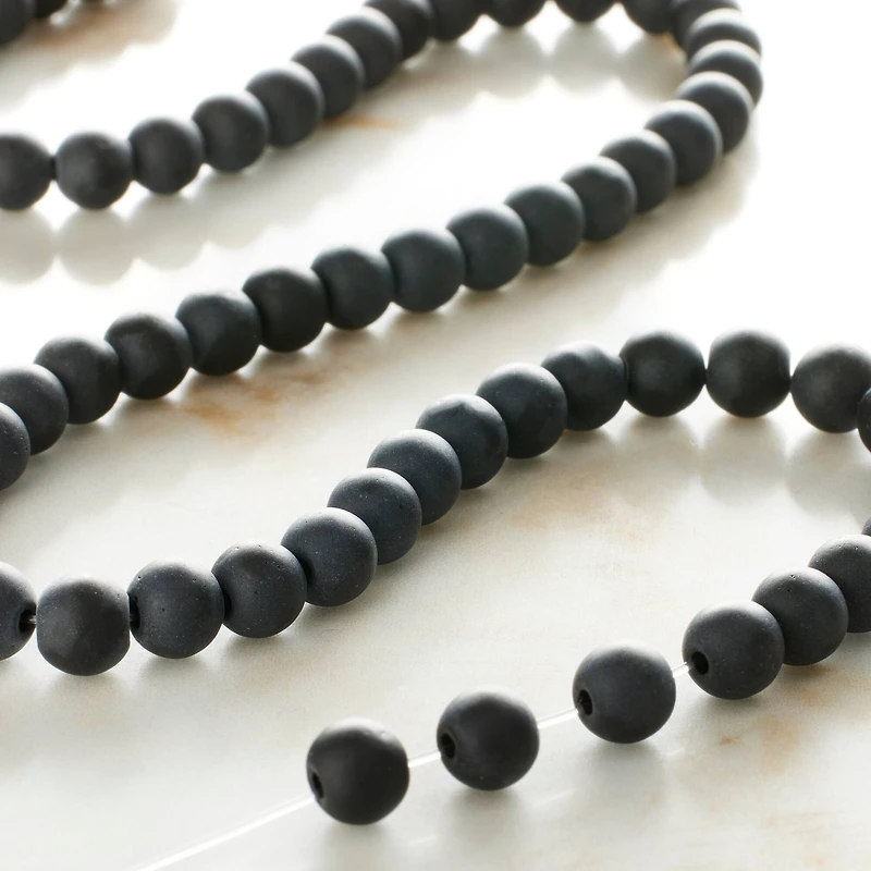 9 Pack: Jet Black Glass Round Beads, 6mm by Bead Landing™