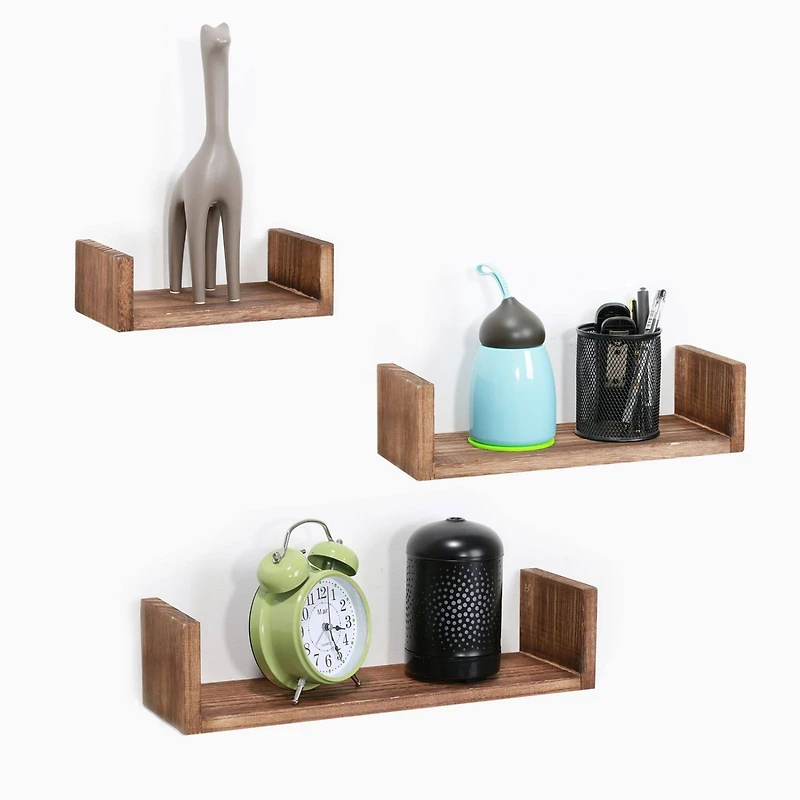 NEX™ Brown Wood Floating Shelves Set