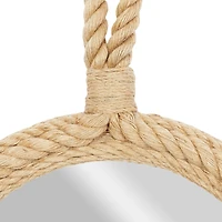 34" Tan Round Coastal Wall Mirror