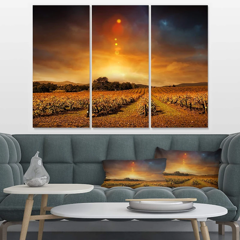 Designart - Yellow Autumn Vineyard Sunset