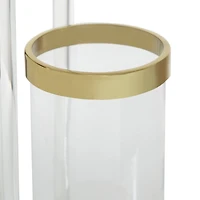 The Novogratz Gold Stainless Steel Contemporary Lantern, 23" x 11" x 11"