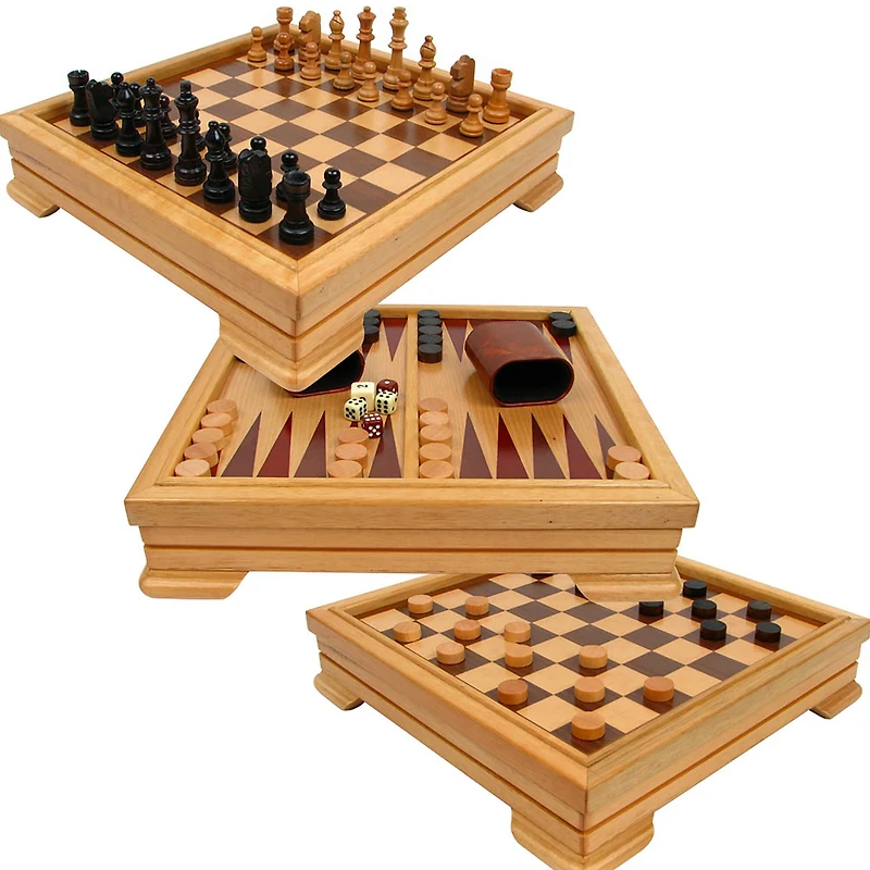 Toy Time 7-in-1 Deluxe Wood Board Game Set