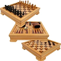 Toy Time 7-in-1 Deluxe Wood Board Game Set