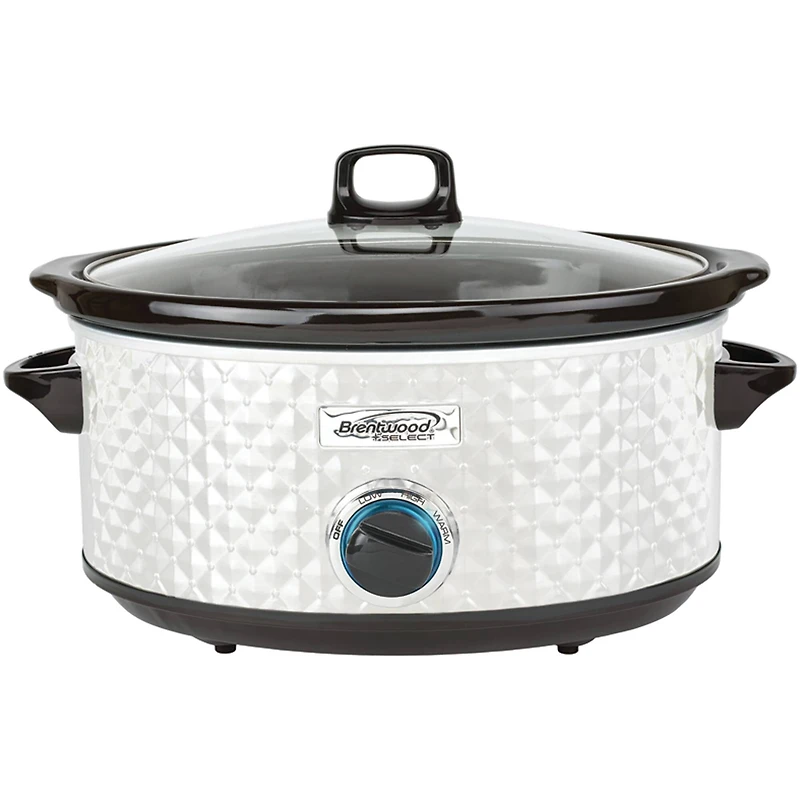 Brentwood Pearl White 7qt. Quilted-Pattern Slow Cooker