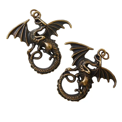 Found Objects™ Oxidized Brass Dragon Pendants By Bead Landing™