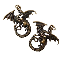 Found Objects™ Oxidized Brass Dragon Pendants By Bead Landing™