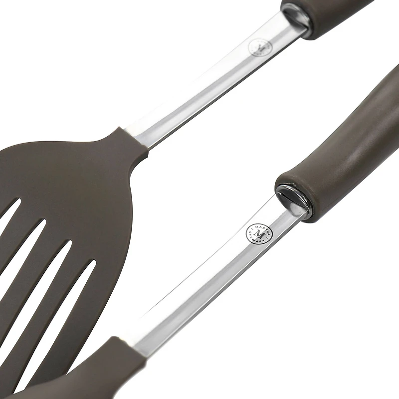Martha Stewart 2-Piece Taupe Nylon Slotted Turner and Spoon Kitchen Utensil Set