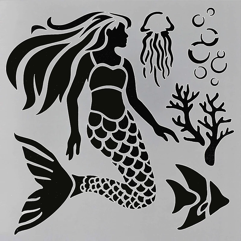 PA Essentials Mermaid Stencil, 12" x 12"