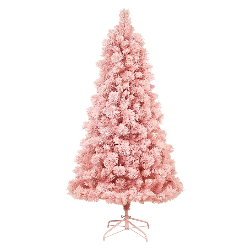 7ft. Pre-Lit Holiday Pink Cashmere Artificial Christmas Tree, White LED Lights