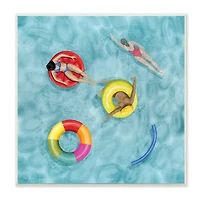 Stupell Industries Swimmers In Pool Inner Tube Cool Blue Water,12" x 12"