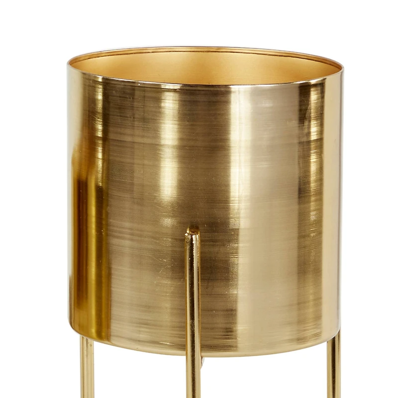 Gold Metal Contemporary Planter Set