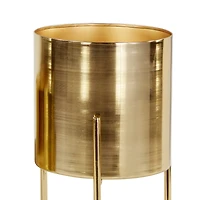 Gold Metal Contemporary Planter Set