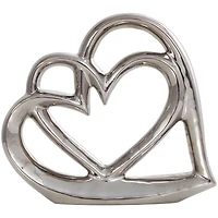 10" Silver Ceramic Heart Abstract Overlapping Sculpture