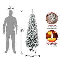 6ft. Unlit Acacia Pencil Slim Flocked Artificial Christmas Tree
