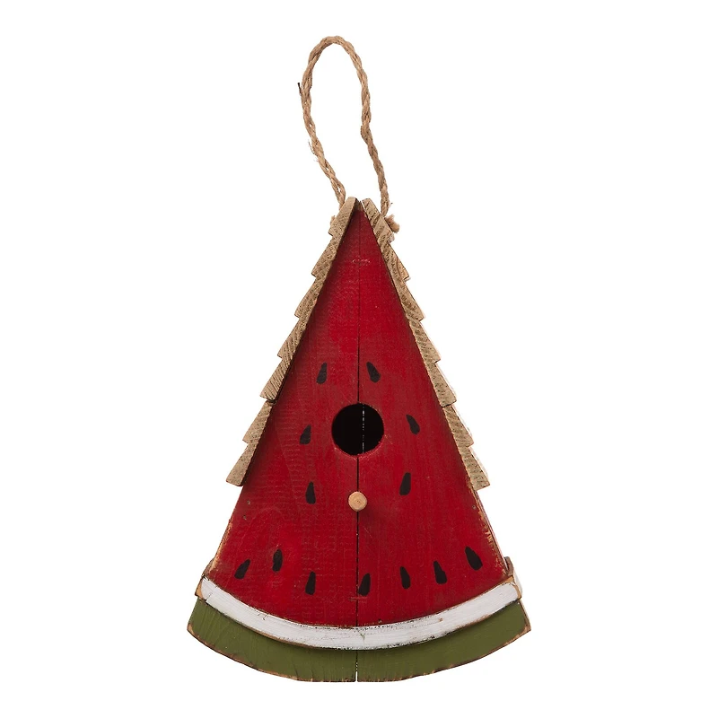Glitzhome® 11" Hanging Wood Watermelon Garden Decorative Birdhouse