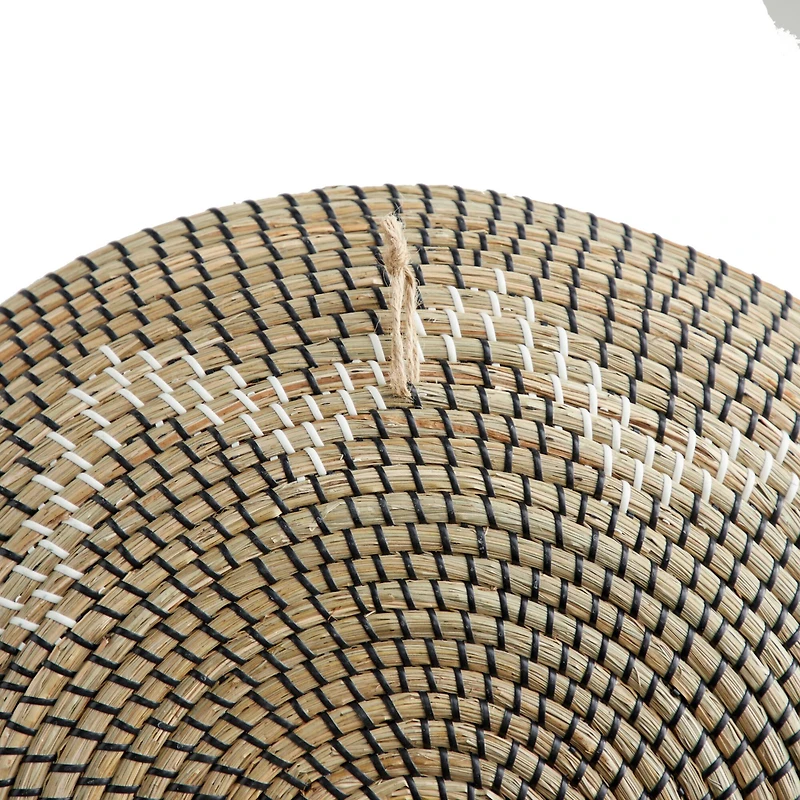 Set of 3 Natural Brown Seagrass Traditional Abstract Wall Decor, 29", 24", 20"