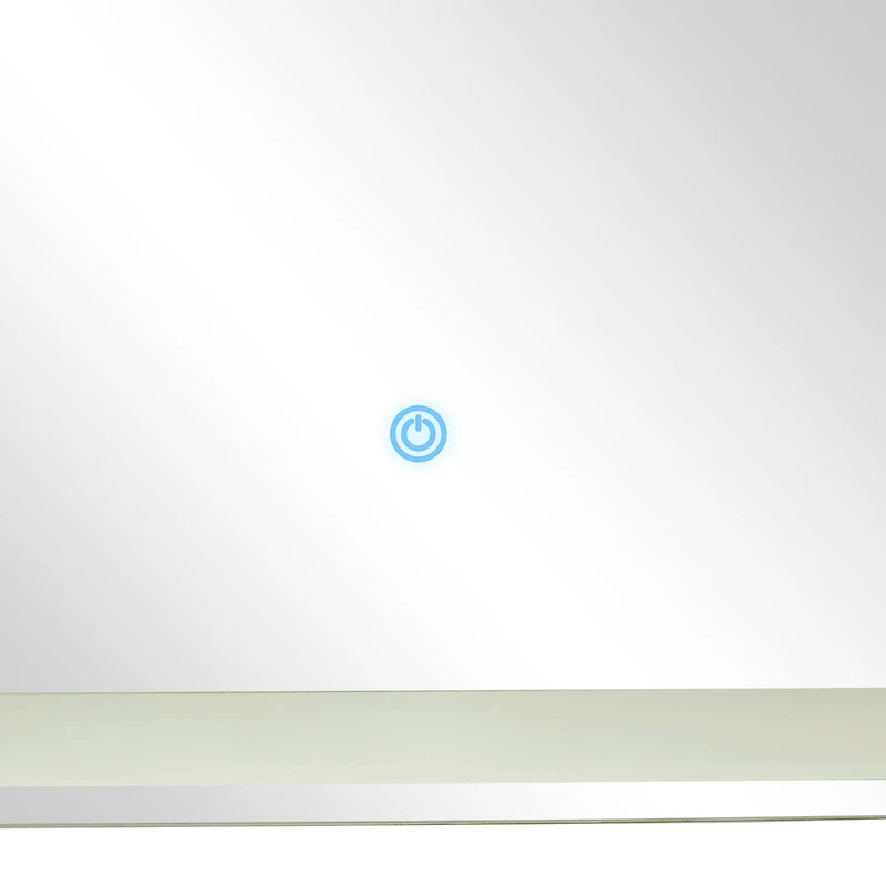 Clear Glass Modern LED Mirror, 39" x 1" x 30"