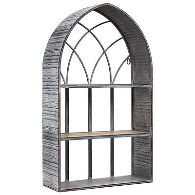 White Cathedral Arch Rustic Hanging Wall Shelf & Rack