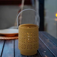 Flora Bunda® 6.25" LED Pieced Star Ceramic Lantern