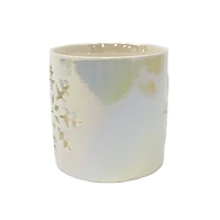 3.5" White Iridescent Snowflake Ceramic Candle Holder by Ashland®