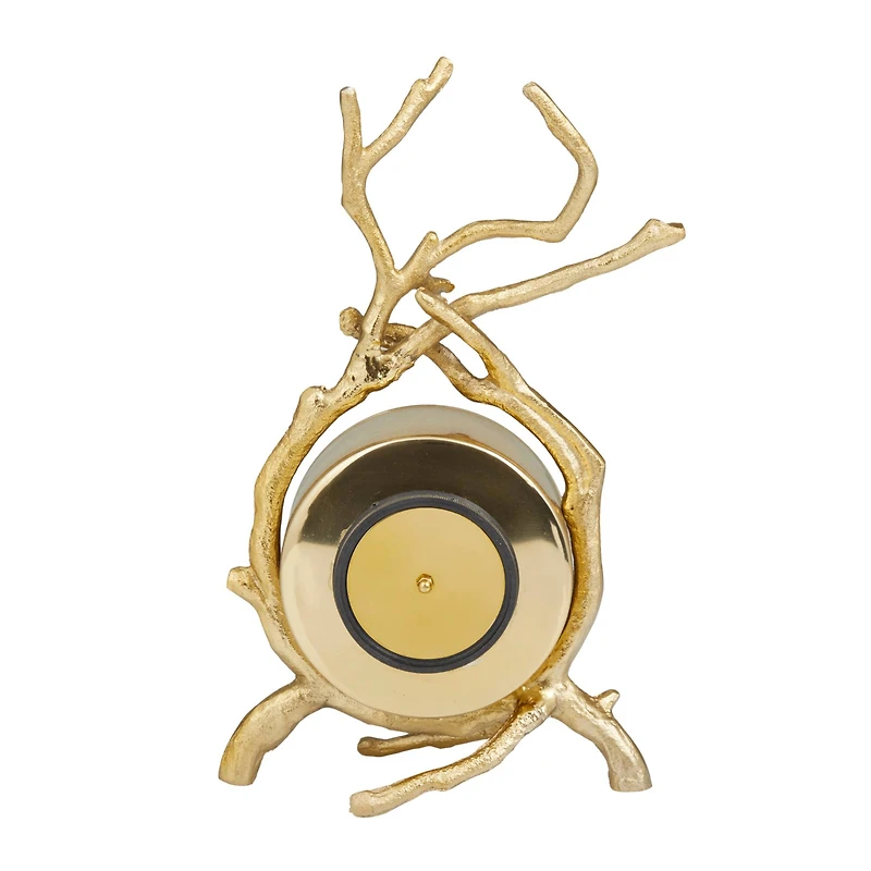 Gold Contemporary Abstract Clock, 8" x 4" x 13"