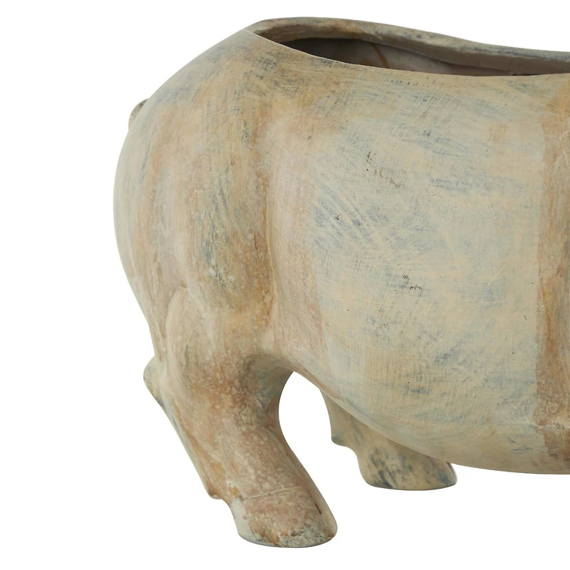 16" Distressed Light Brown Pig Planter