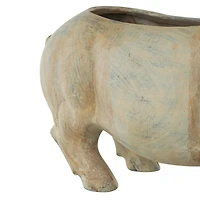 16" Distressed Light Brown Pig Planter
