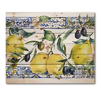 Designart - Lemon Ornament On Blue Geometrical Pattern II