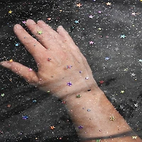 Feldman Black Hologram Star Polyester Fabric