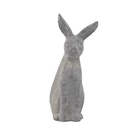 18" Gray Stone Farmhouse Rabbit Garden Sculpture