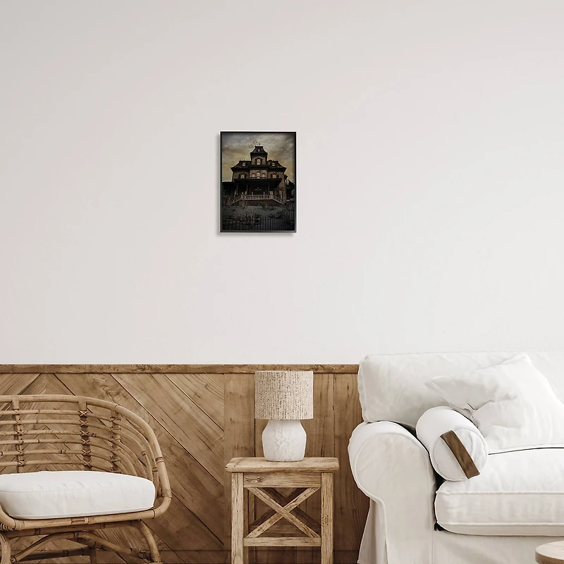 Stupell Industries Haunted House Landscape Framed Giclee Art