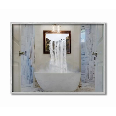 Stupell Industries Bathtub Waterfall Abstract Photograph with Gray Frame Wall Accent