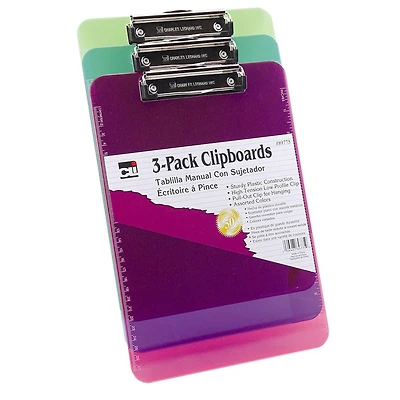 Charles Leonard Plastic Clipboards, 3ct.
