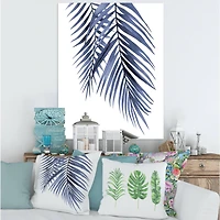 Designart - Blue Palm Leaves Abstract Tropical Branches