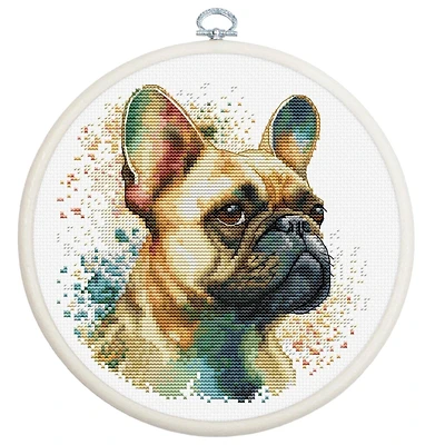 Luca-S French Bulldog Counted Cross Stitch Kit with Display Hoop