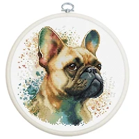 Luca-S French Bulldog Counted Cross Stitch Kit with Display Hoop
