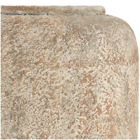 12" Beige Metal Handmade Antique Style Distressed Vase