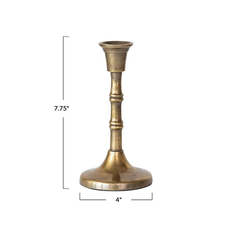 Hello Honey® 7.75" Antique Brass Finish Embossed Aluminum Taper Candleholders, 2ct.