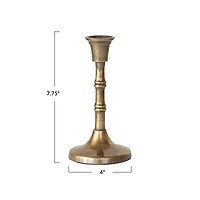 Hello Honey® 7.75" Antique Brass Finish Embossed Aluminum Taper Candleholders, 2ct.