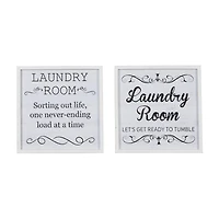 Set of 2 White Wood Farmhouse Sign Wall Decor, 15" x 15"