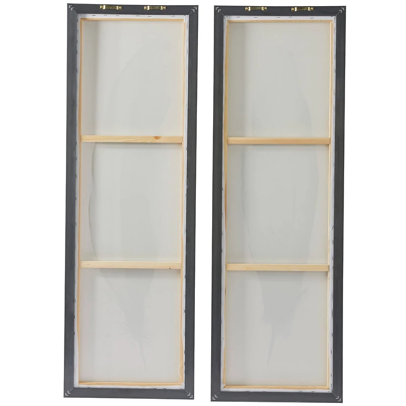 Blue Canvas Feathers Bird Framed Wall Art with Silver Frame Set of 2 16", 47"