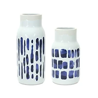 Two-Tone Tie Dye Design Ceramic Vase Set