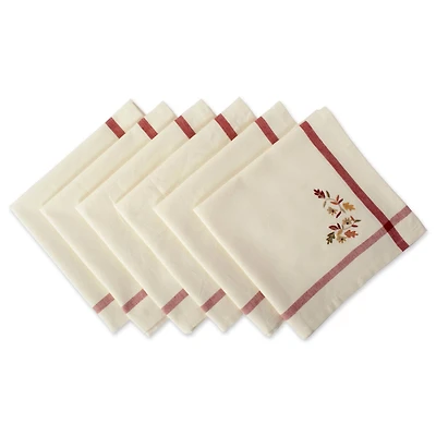 DII® Natural Embroidered Fall Leaves Bordered Napkins, 6ct.