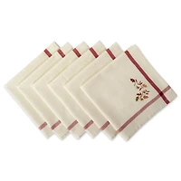 DII® Natural Embroidered Fall Leaves Bordered Napkins, 6ct.