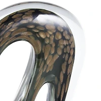 13" Black & Gold Abstract Curved Cutout Sculpture