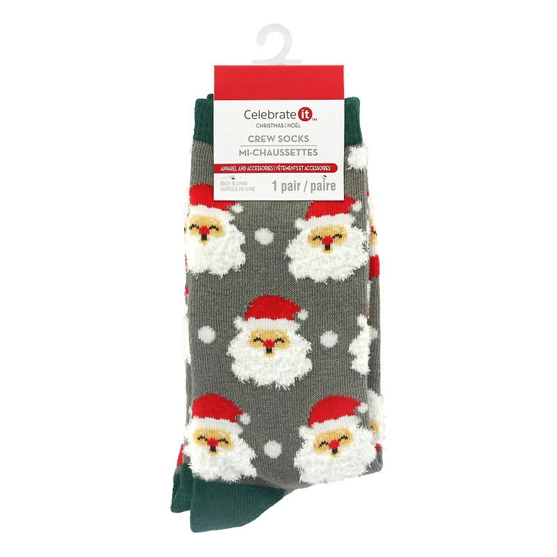 Santa Head Crew Socks by Celebrate It™