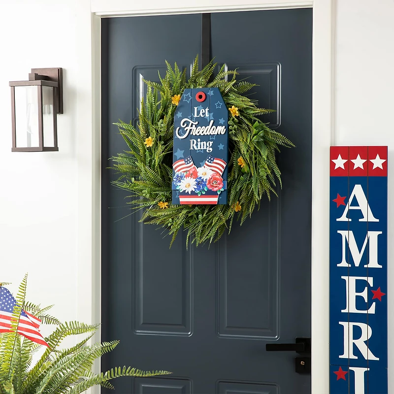 Glitzhome® 15.75" Let Freedom Ring Sign Door Hanger