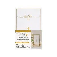 5.5" x 3.5" Gold 1 to 25 Table Number Card Set by Celebrate It™