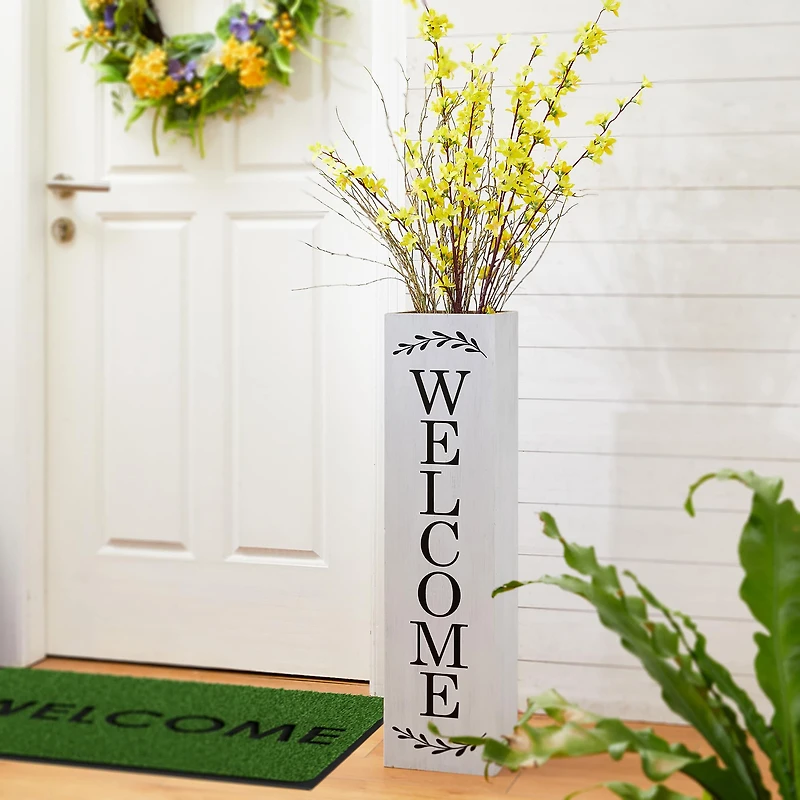 Glitzhome® 30" Double Sided Solid White Boxed Welcome Porch Sign